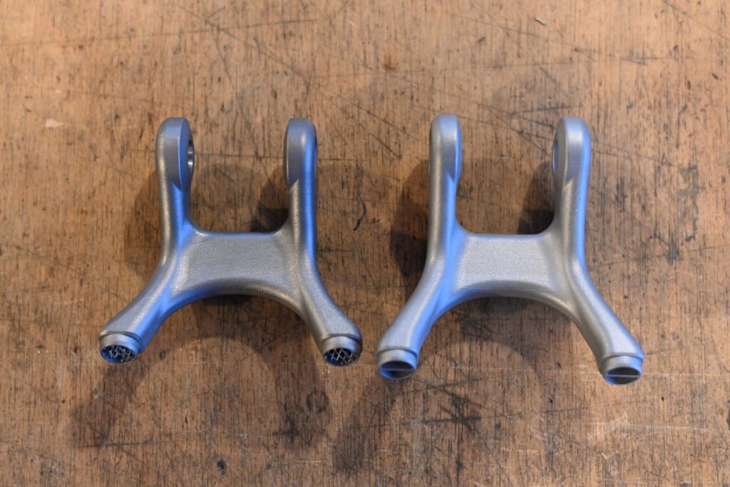 Bespoke 3D-printed yokes for 44 Bike's Snakedriver bike